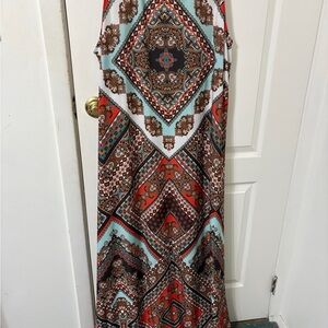 Roaman's Multicolor Geometric Print Dress